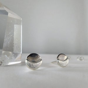 Moon sliver studs ~ small, minimalist, handmade in sterling silver