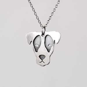 Pit Bull Halskette ~ von Hand geschnitten und in Sterling Silber veredelt