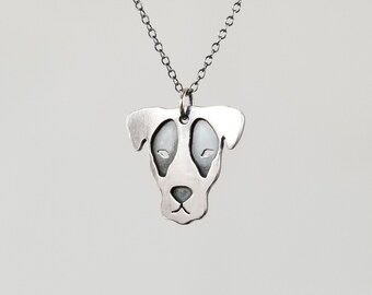 Pit Bull Necklace ~ hand cut and finished in sterling silver