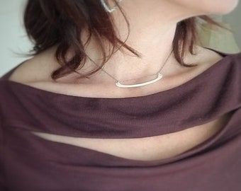 Arc Bar Choker Necklace ~ hand cut and finished in sterling silver, unique, satin texture