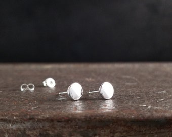 Shiny Disc Studs ~ minimalist earrings, sterling silver, handmade