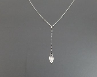 Pointed Ellipse Small Y Necklace ~ minimalist, sterling silver, simple, dainty