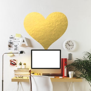 Gold Heart Wall Decal // Chic Home Decor / Bedroom Wall Decals / Office Decor / Gold Decor / Gift Ideas / Girlfriend Gift / Office Quotes image 1