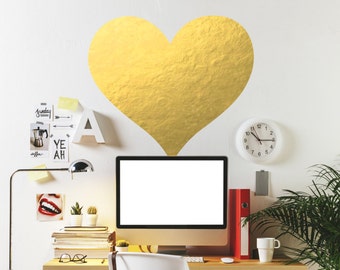 Gold Heart Wall Decal // Chic Home Decor / Bedroom Wall Decals / Office Decor / Gold Decor / Gift Ideas / Girlfriend Gift / Office Quotes