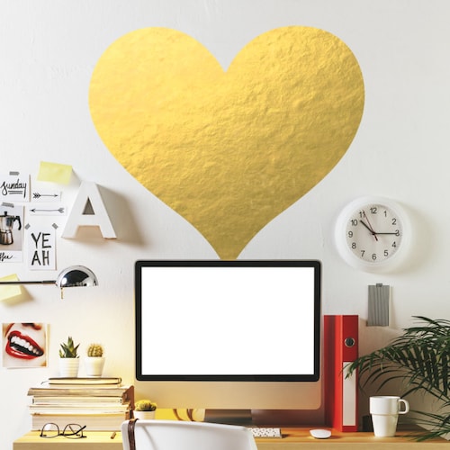 Gold Heart Wall Decal // Gold Wall Decal / Home Decor / Wall Etsy