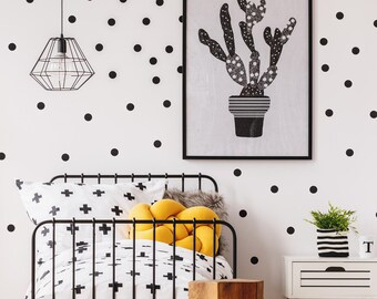 Black Polka Dot Decals - Nursery Decor Removable Wallpaper Chic Home Decor Bedroom Wall Decals Office Art Gold Dots Wall Stickers Spade