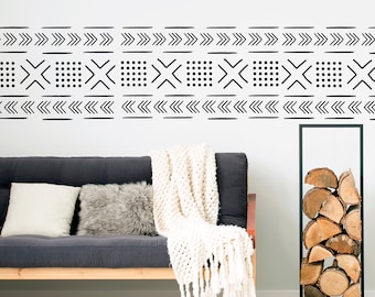 Mud Cloth Decor // Mud Cloth Pattern / Aztec Wall Decals / Office Wall Decal / Office Decor / Nursery Decor Decals / Removable Wallpaper