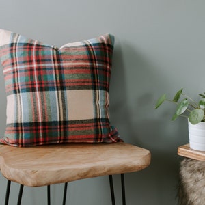 Fall Flannel Pillow - Plaid Pillow Cover / Decorative Pillows / Fall Decor / Farmhouse Pillow / Housewarming Gift / Navy Pillow Throw