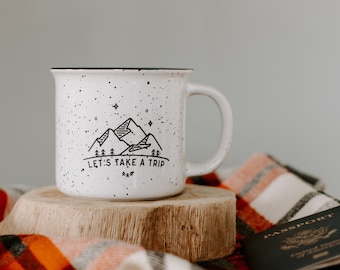 Adventure Campfire Mug // Farmhouse Mug / Travel Buddies / Let's Take A Trip / Wanderlust / Travel Gift / Adventure Gift / Adventure Awaits