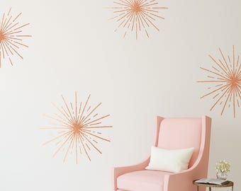 Starburst Wall Decal // Home Decor / Copper Decor / Bedroom Wall Stickers / Office Decor / Wall Stickers / Copper Stars / Nursery Decor