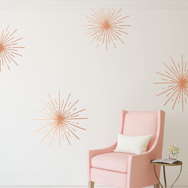 Starburst Wall Decal // Home Decor / Copper Decor / Bedroom Wall Stickers / Office Decor / Wall Stickers / Copper Stars / Nursery Decor