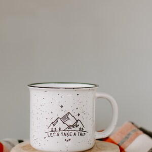 Adventure Campfire Mug // Farmhouse Mug / Travel Buddies / Let's Take A Trip / Wanderlust / Travel Gift / Adventure Gift / Adventure Awaits image 2