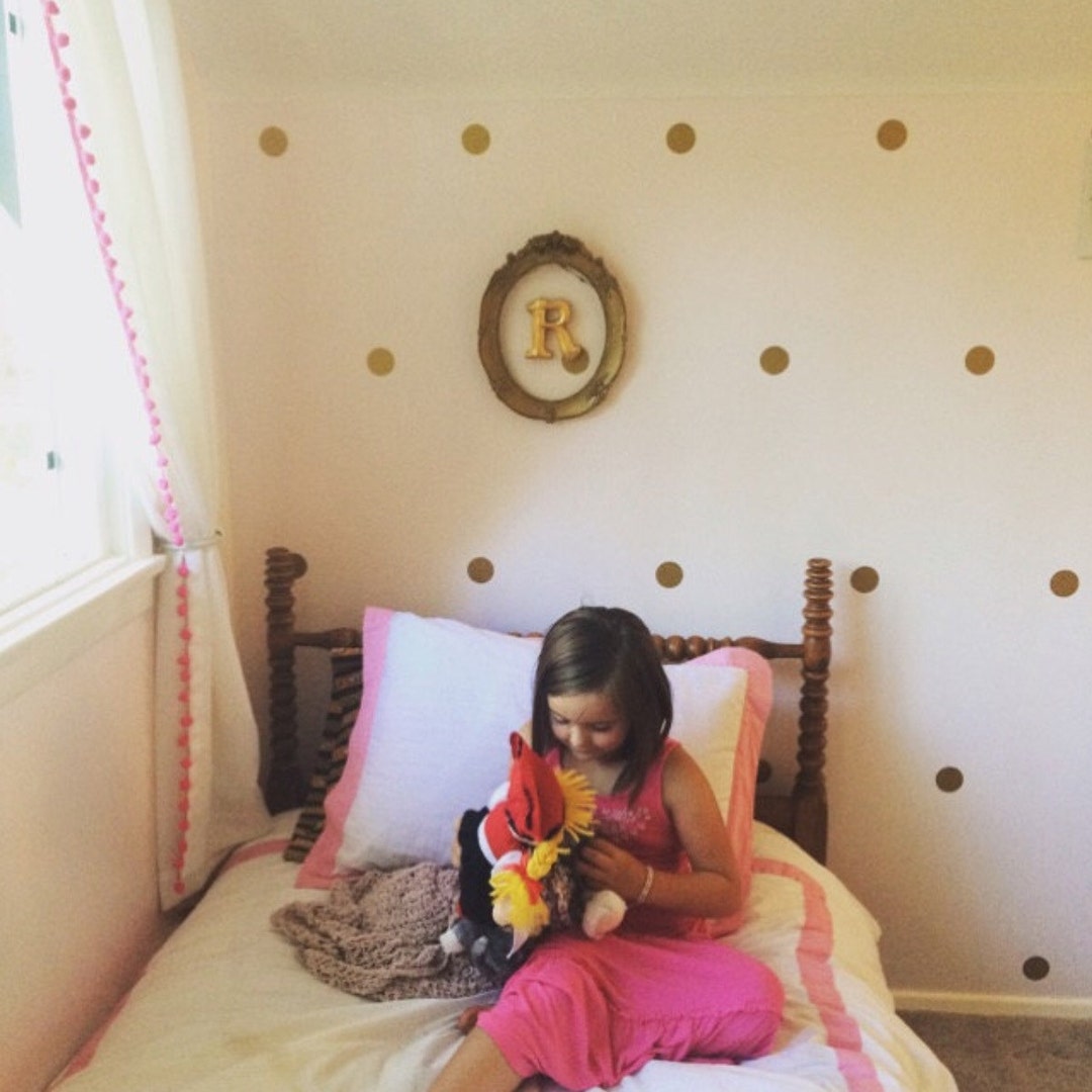 Gold Polka Dot Decals // Nursery Wall Decal / Polka Dots / Bedroom Wall