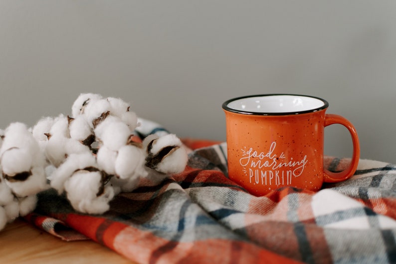 Pumpkin Mug Fall Decor / Campfire Mug / Rustic Decor / Good Morning Pumpkin / Fall Coffee Mug / Pumpkin Spice Latte / Gift for Friend image 1