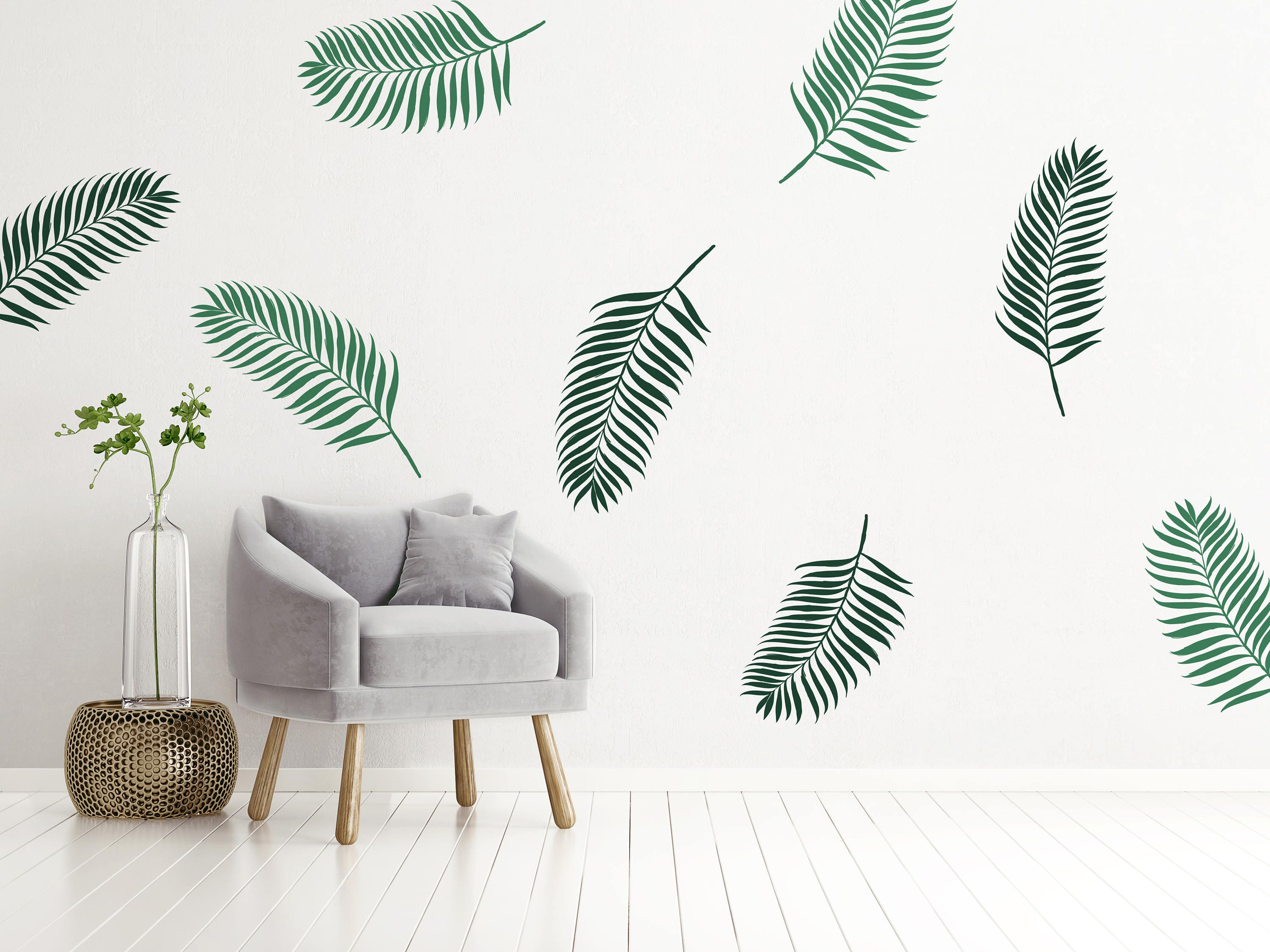 Palm Leaf Wall Decal // Tropical/Office Decor Farmhouse Plant Decals Palm Leaves