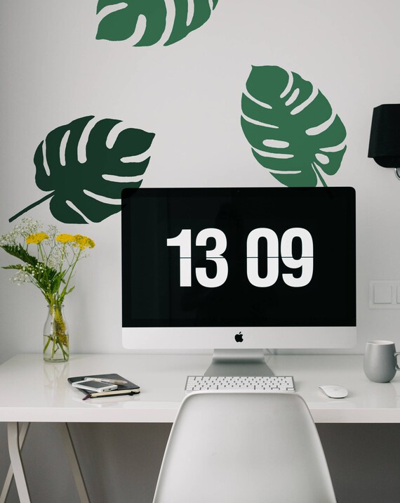 Monstera Wall Decal Palm Leaf Office Decor Farmhouse Etsy