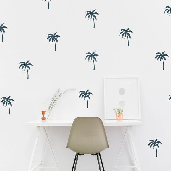 Mini Palm Tree Wall Decal // Tropical Decor / Bedroom Wall Decals / Tropical Office Decor / Gold Decor / Girlfriend Gifts / Bedroom Decor