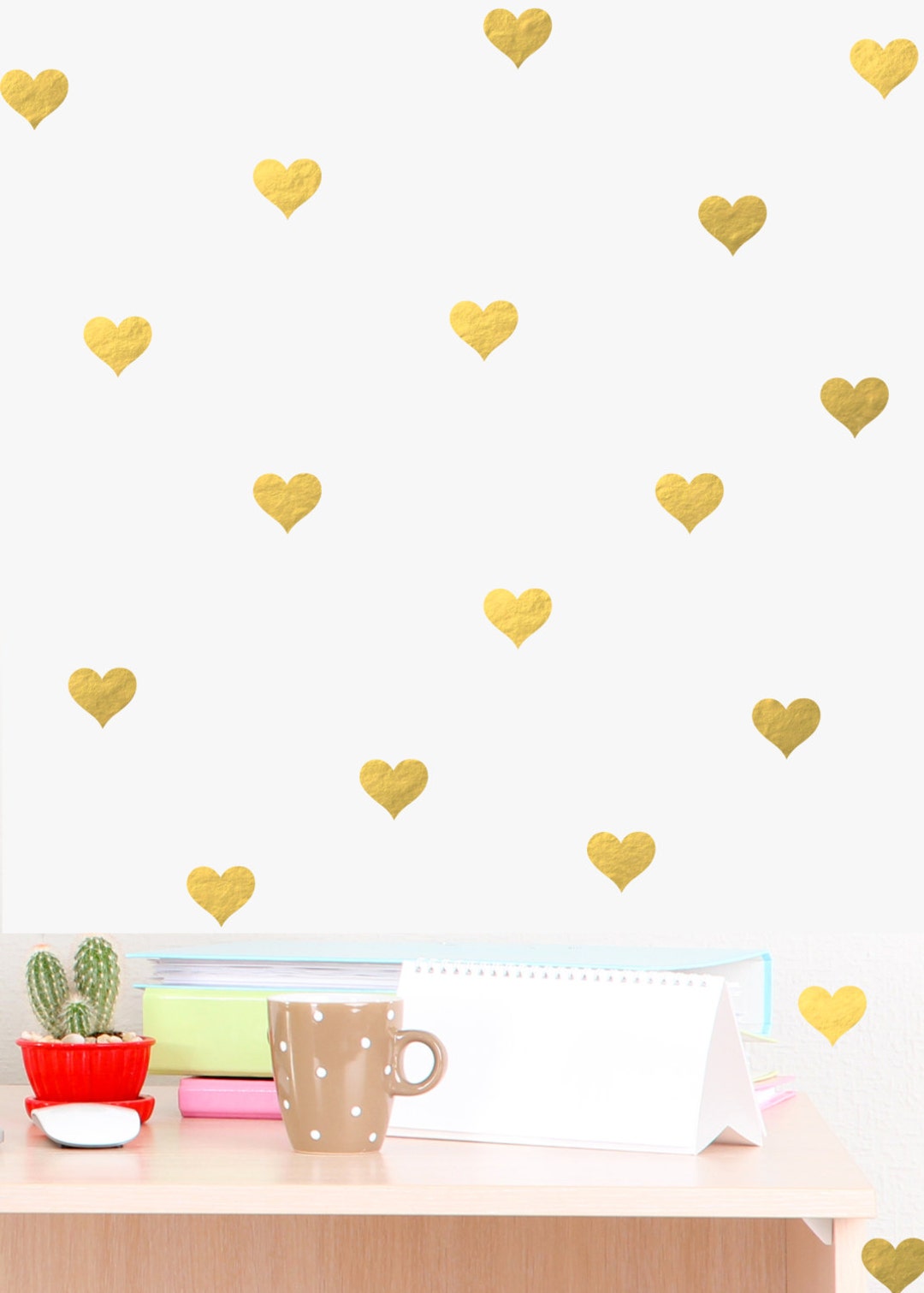 Mini Heart Wall Decal Chic Home Decor Bedroom Wall Decals Gold Office ...
