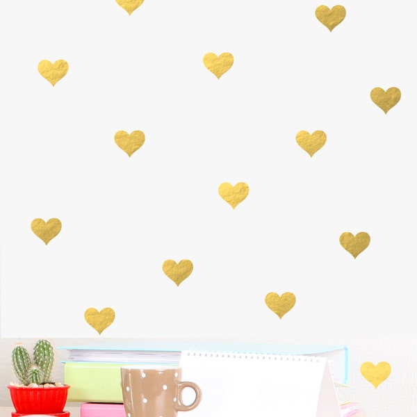Mini Heart Wall Decal Chic Home Decor Bedroom Wall Decals Gold Office Art Modern Gold Hearts Gift Ideas Tiny Hearts Gold Office Decor