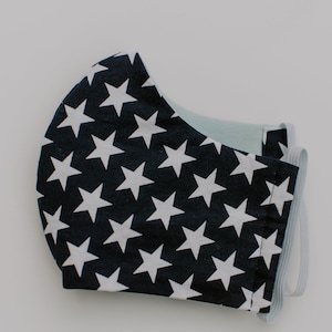 3 Layer Face Mask - Navy Stars Face Mask - Duckbill Face Mask - Protective Face Mask - Patriotic Face Mask Cotton Face Mask Made in the USA