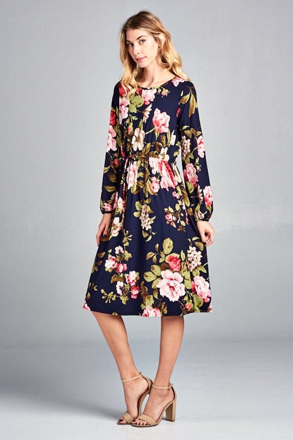 Floral Midi Dress for Women // Easter Dress / Modest Apparel / - Etsy