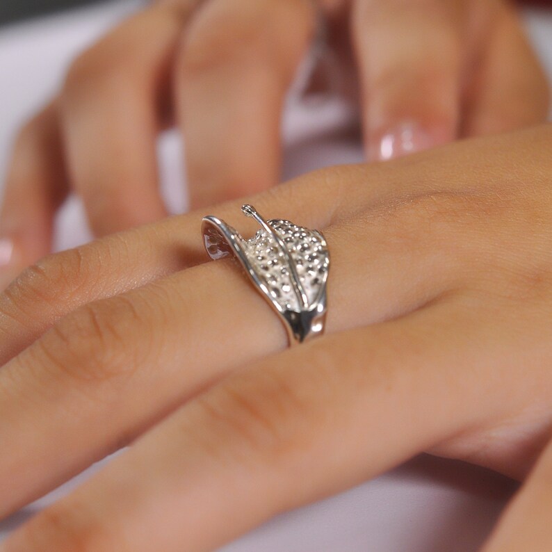 Handmade Silver silver leaf ring unique calla lily bridesmaid gift Calla Lily Ring Sterling Silver Calla Lily Silver Calla Lily Ring