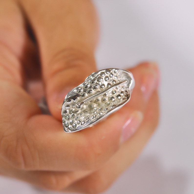 Handmade Silver silver leaf ring unique calla lily bridesmaid gift Calla Lily Ring Sterling Silver Calla Lily Silver Calla Lily Ring