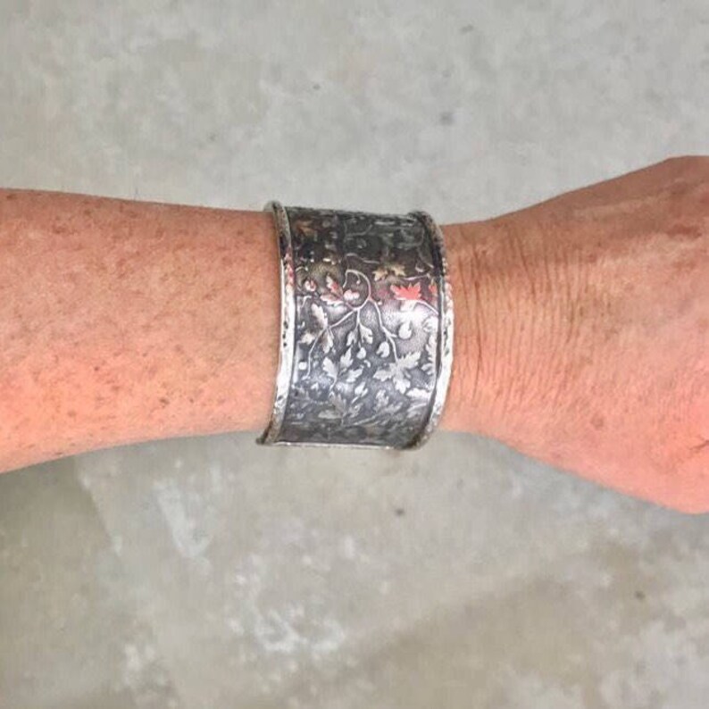 Silver cuff bracelet Floral silver bracelets Wide Silver Etsy