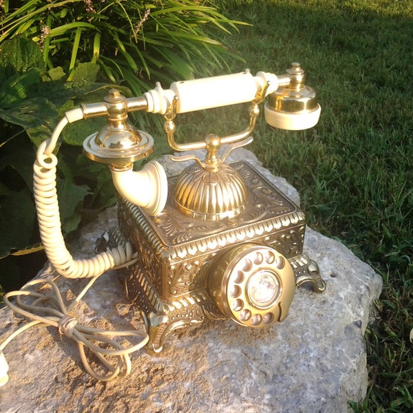 French Provincial Rotary Dial Telephone - Ornate Telephone - Victorian Telephone - Cameo Dial Face Telephone