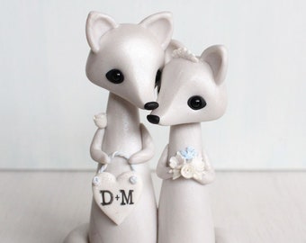 Arctic Fox Wedding Cake Topper - winter fox cake topper and keepsake by Heartmade Cottage
