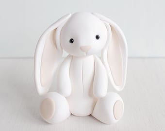 White Bunny - personalised cake topper and keepsake - figurines by Heartmade Cottage