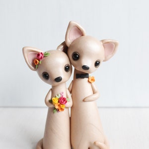 Chihuahua Wedding Cake Topper figurines de chien par Heartmade Cottage image 1