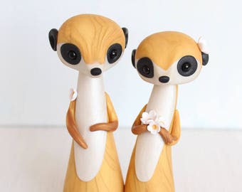 Meerkat Wedding Cake Topper - animal clay cake topper and keepsake by Heartmade Cottage