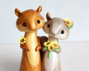 Squirrel Wedding Cake Topper- woodland polymer clay cake topper & keepsake by Heartmade Cottage; woodland wedding, rustic wedding