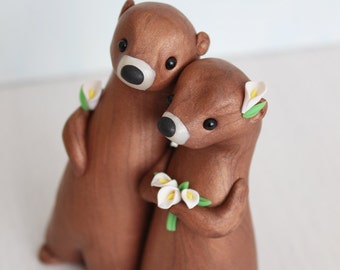 Marmot Wedding Cake Topper - animal clay cake topper and keepsake by Heartmade Cottage
