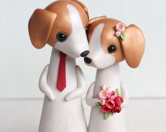 Handmade Beagle Wedding Cake Topper – Personalized Dog Figurines