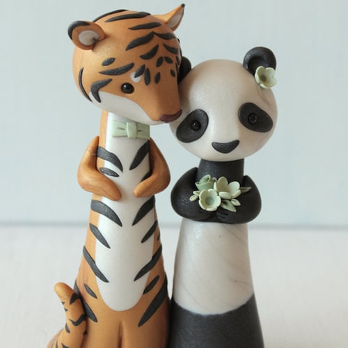 Panda and Tiger Wedding Cake Topper and Keepsake | Etsy