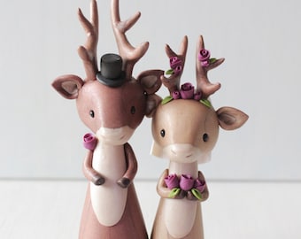 Reindeer Wedding Cake Topper - Winter Wedding, Christmas Wedding, Festive Season Wedding  cake topper by Heartmade Cottage