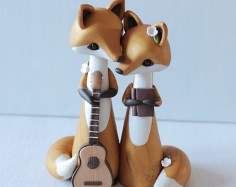 Fox Wedding Cake Topper - personalised wedding cake topper and keepsake, romantic woodland wedding - figurine by Heartmade Cottage