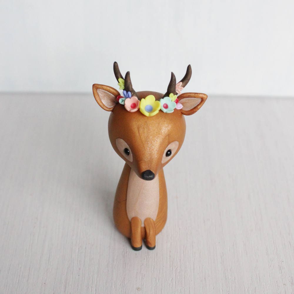 Handmade Blue Monster Clay Art Object Polymer Clay With Antlers by