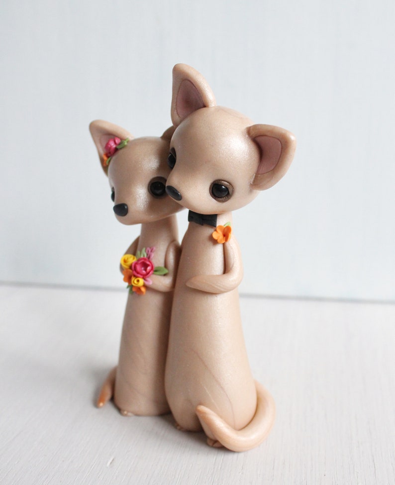 Chihuahua Wedding Cake Topper figurines de chien par Heartmade Cottage image 4