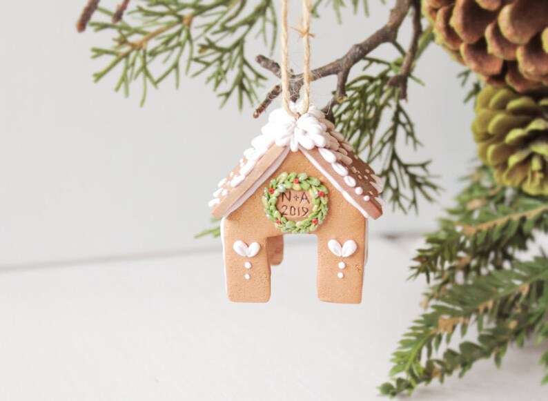 Gingerbread House Ornament personalised 1st Christmas ornament first Christmas Mr and Mrs, newlyweds, housewarming gift, new home image 2