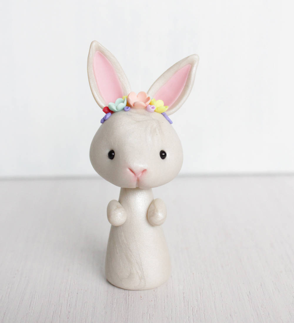 White Rabbit clay figurine boho style bunny sculpture Etsy