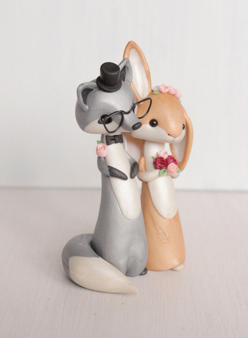 Wedding Toppers Rabbit Silver Fox and Rabbit Wedding Cake Topper Animal Wedding - Etsy UK