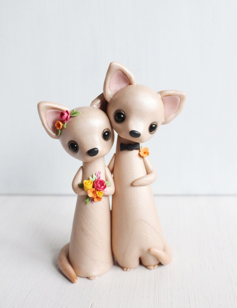 Chihuahua Wedding Cake Topper figurines de chien par Heartmade Cottage image 1