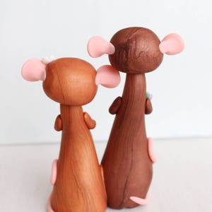 Brown Mouse Wedding Cake Topper clay cake topper and keepsake by Heartmade Cottage woodland wedding, rustic wedding theme image 3