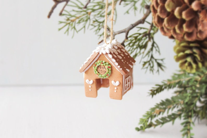 Gingerbread House Ornament personalised 1st Christmas ornament first Christmas Mr and Mrs, newlyweds, housewarming gift, new home image 1