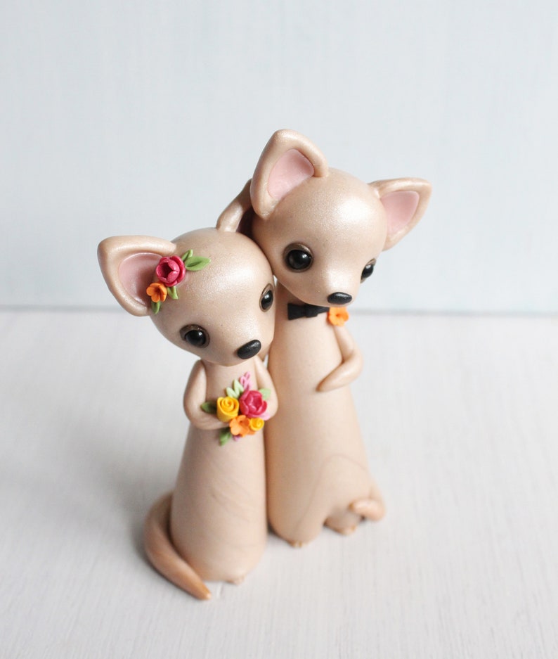 Chihuahua Wedding Cake Topper figurines de chien par Heartmade Cottage image 3