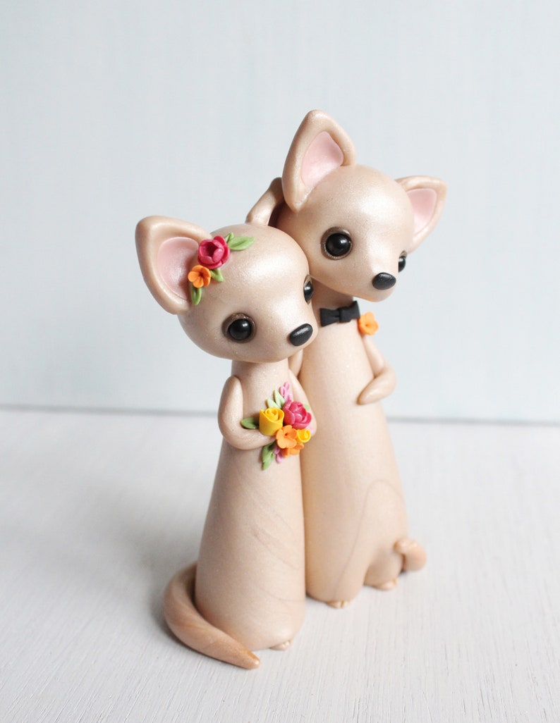 Chihuahua Wedding Cake Topper figurines de chien par Heartmade Cottage image 2