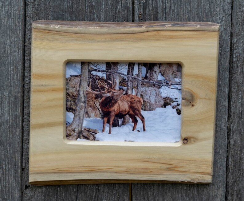 Rustic Easter Wood Photo Frame Red Deer Stag Cabin Image 0